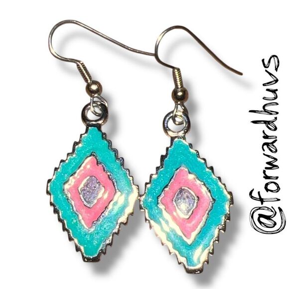 Bundle Sale 3 for $15 | Vibrant Pastel Diamond-Shaped Earrings - Picture 1 of 6